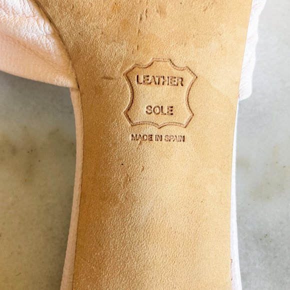 Stuart Weitzman pink leather open toe stacked heel slide sandals heel shoes - Picture 7 of 7